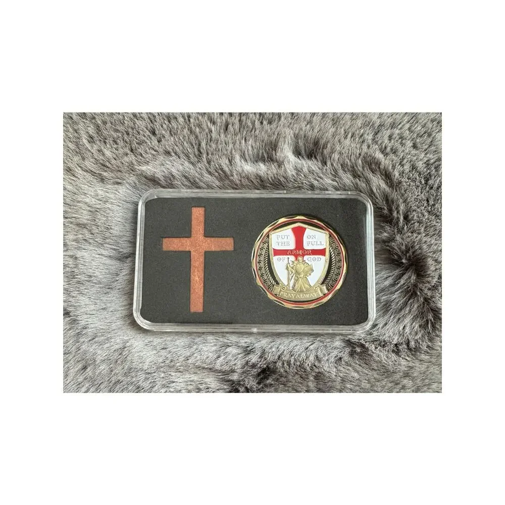 Armor of God Christian Challenge Coin Handmade Capsule Display | SAME DAY SHIP